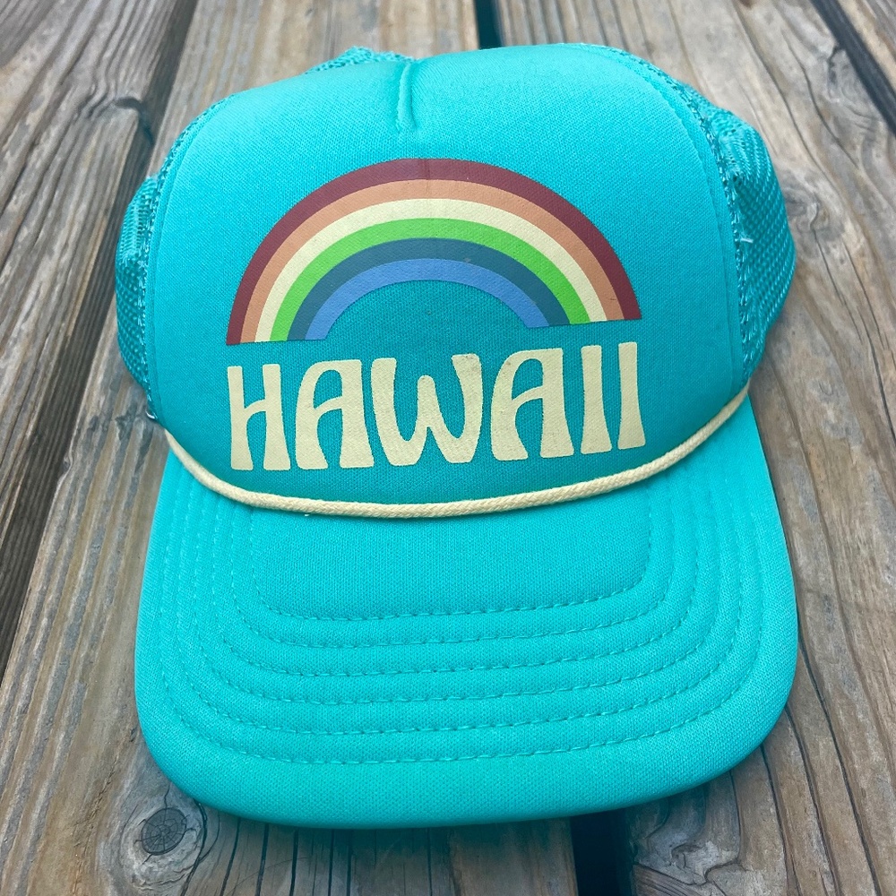 Hawaii Trucker Hat with Rainbow